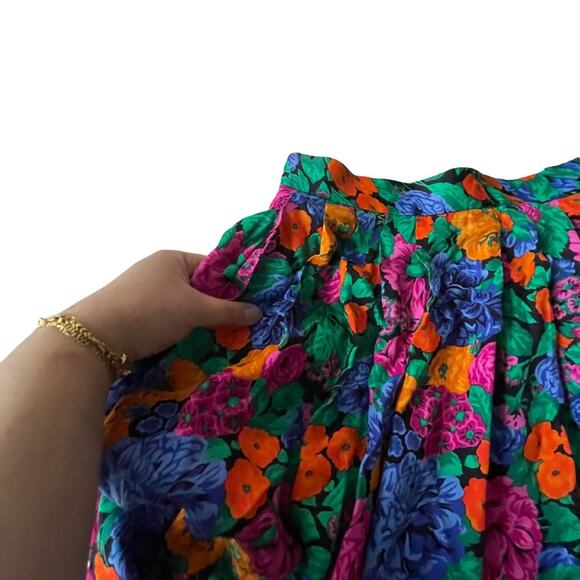 JH Collectibles Midi Skirt Floral Bright Colorful Pockets Dopamine VTG 80s 10 - Picture 6 of 9